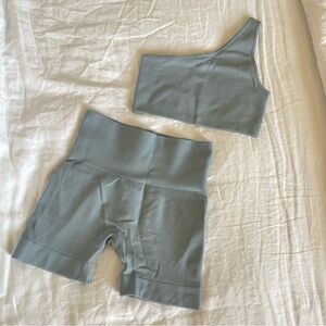 Set Active One Shoulder and Shorts Set